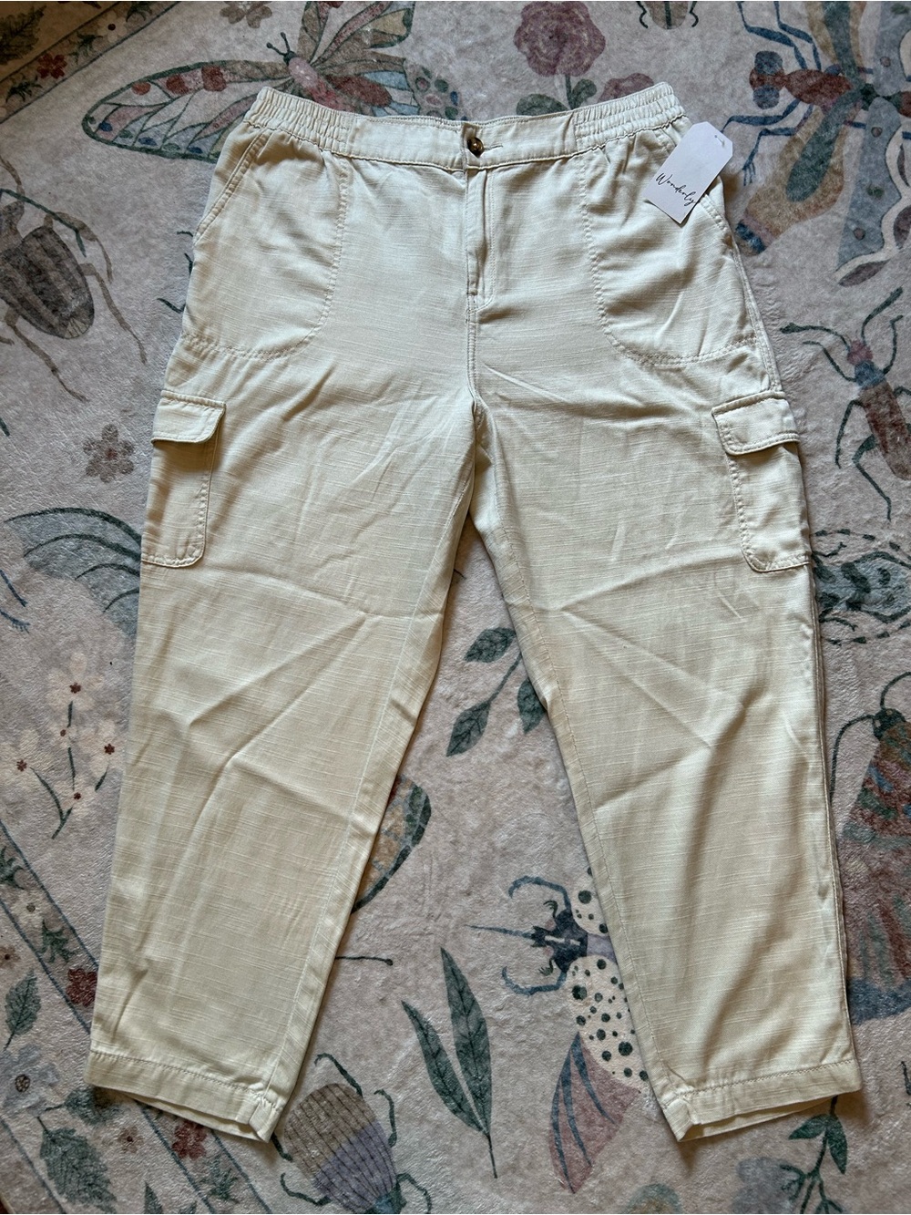 Wonderly Ivory Lyocell & Cotton Cargo Pants